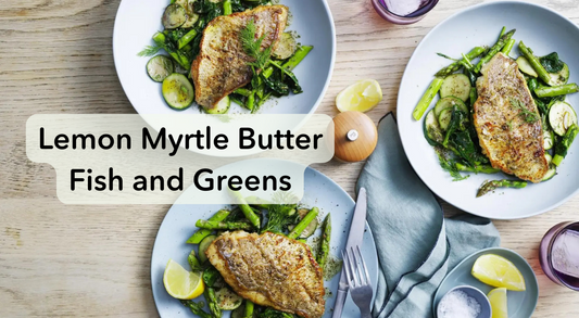 Lemon Myrtle Butter Fish with Pan Fried Greens