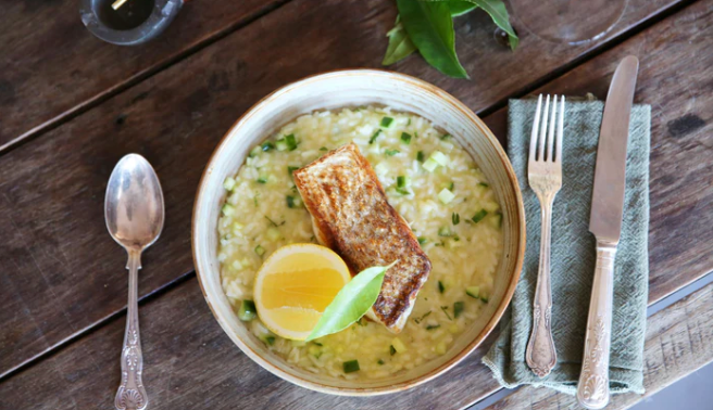 Lemon Myrtle Risotto with Pan Seared Snapper