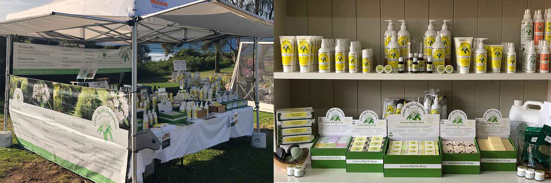 lemon Myrtle products displayed at market