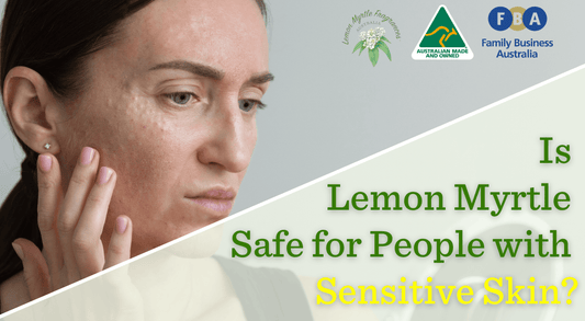 Is Lemon Myrtle Safe for People with Sensitive Skin? image of middle-aged woman looking at her irritated and red skin