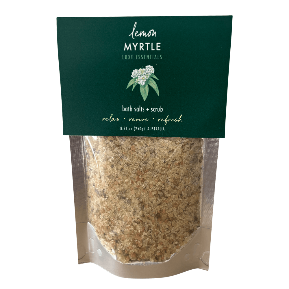 Luxe Essentials bath salts + scrub